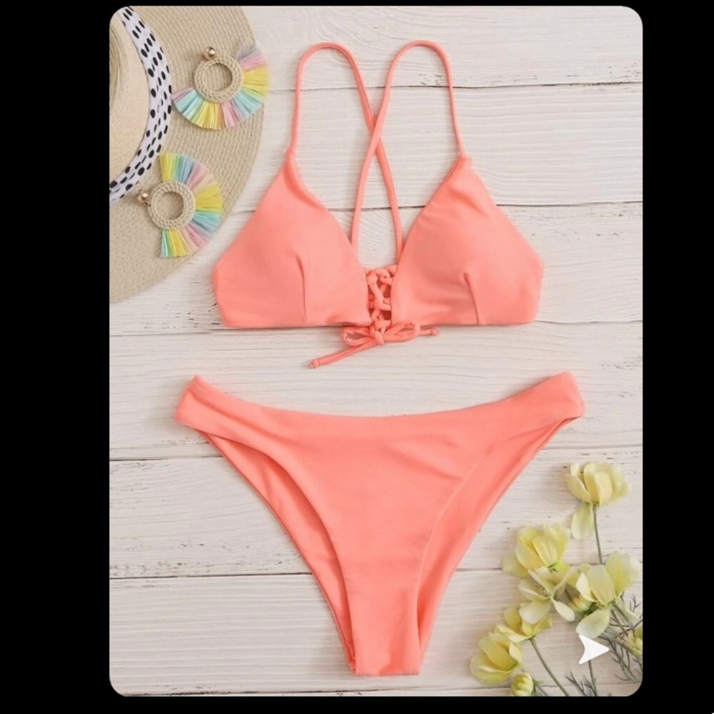 Lace up front bikini